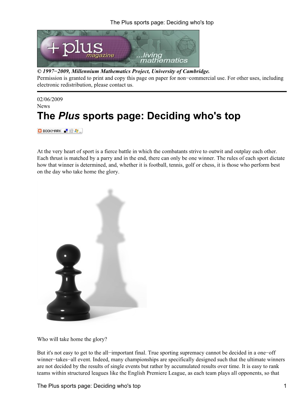 The Plus Sports Page: Deciding Who's Top