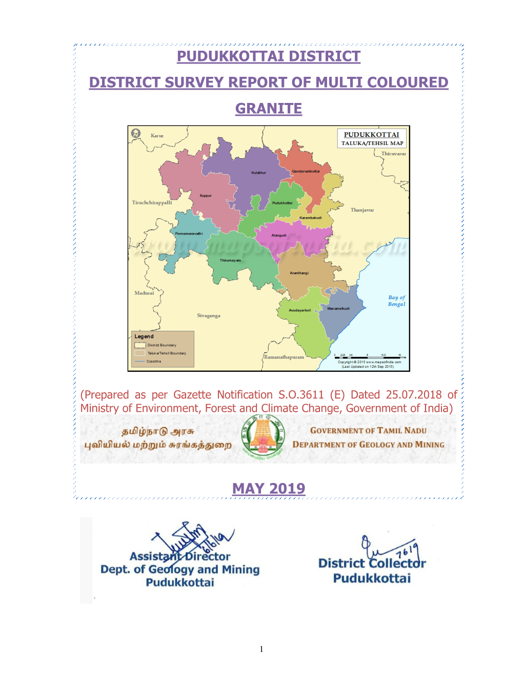 Pudukkottai District District Survey Report of Multi Coloured Granite