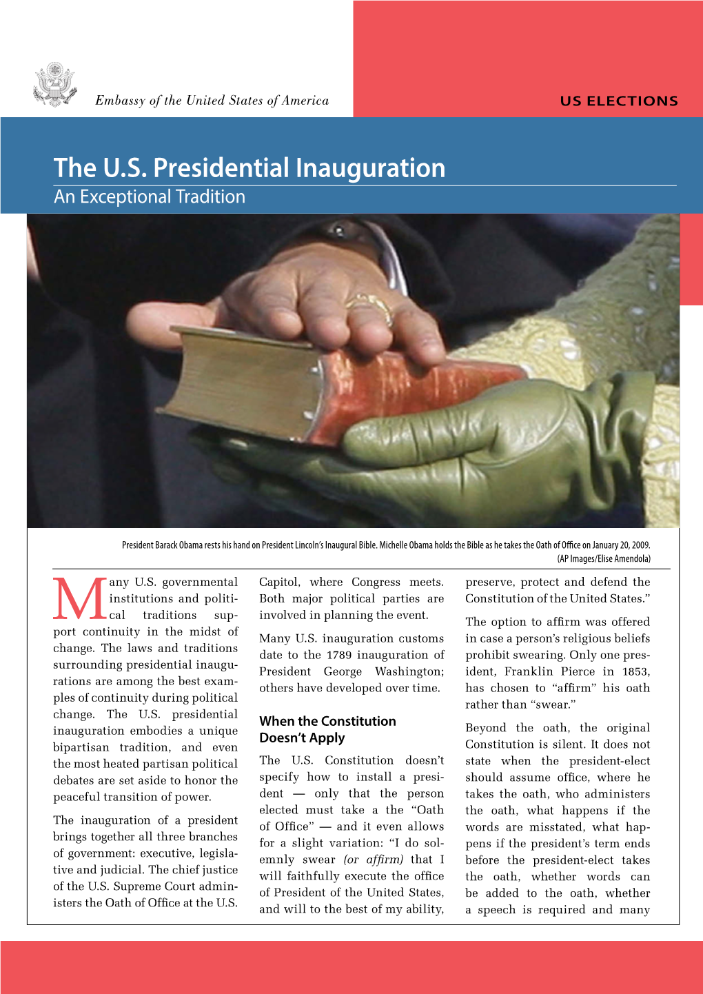 The US Presidential Inauguration: an Exceptional Tradition