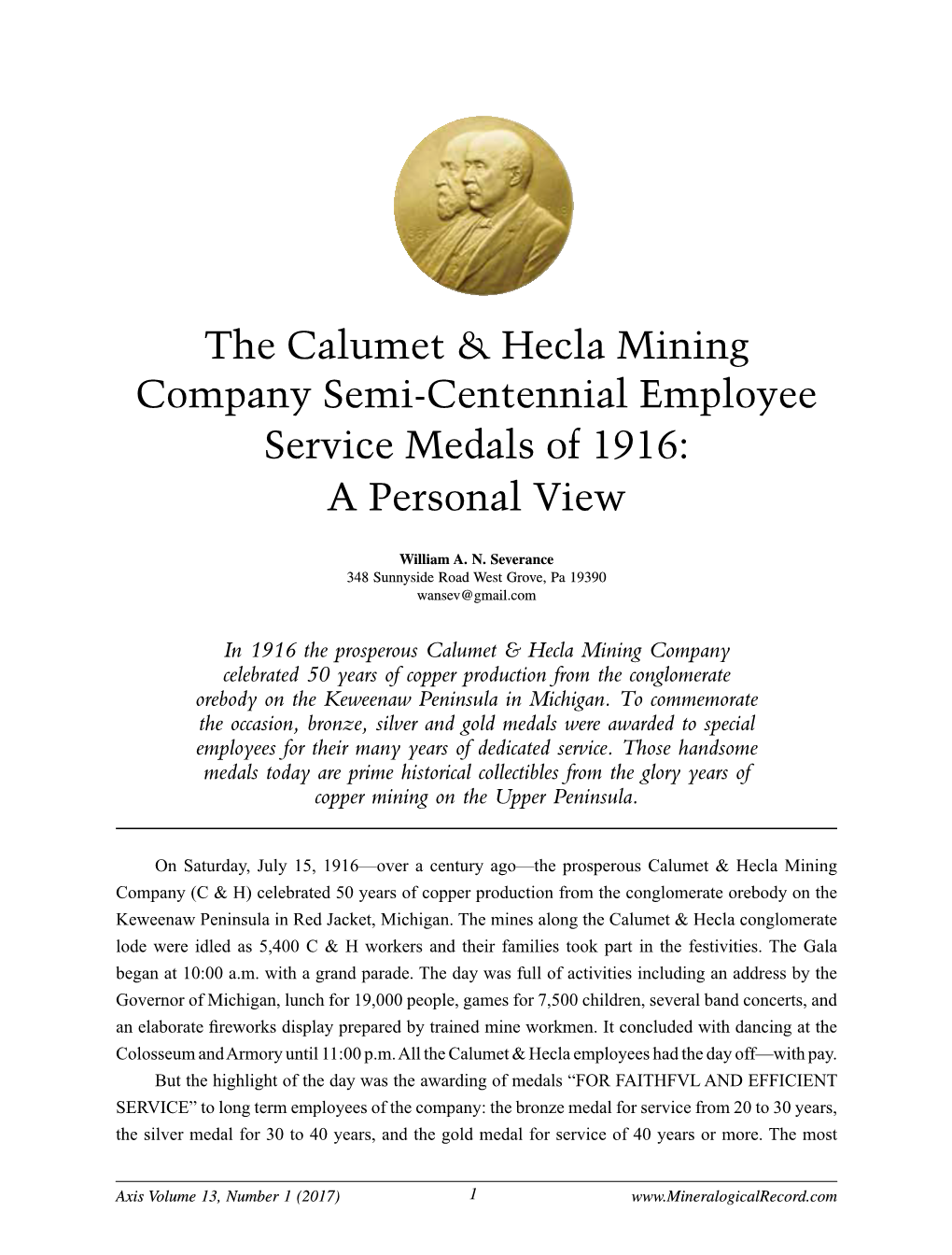 The Calumet & Hecla Mining Company Semi-Centennial