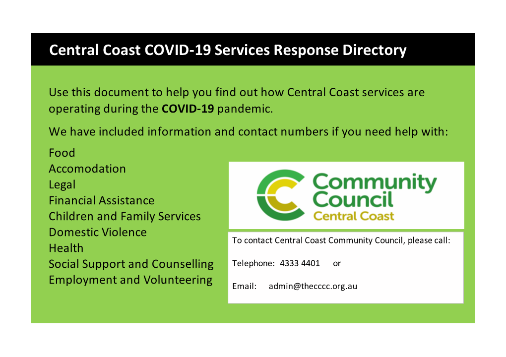 Central Coast Covid19 Response