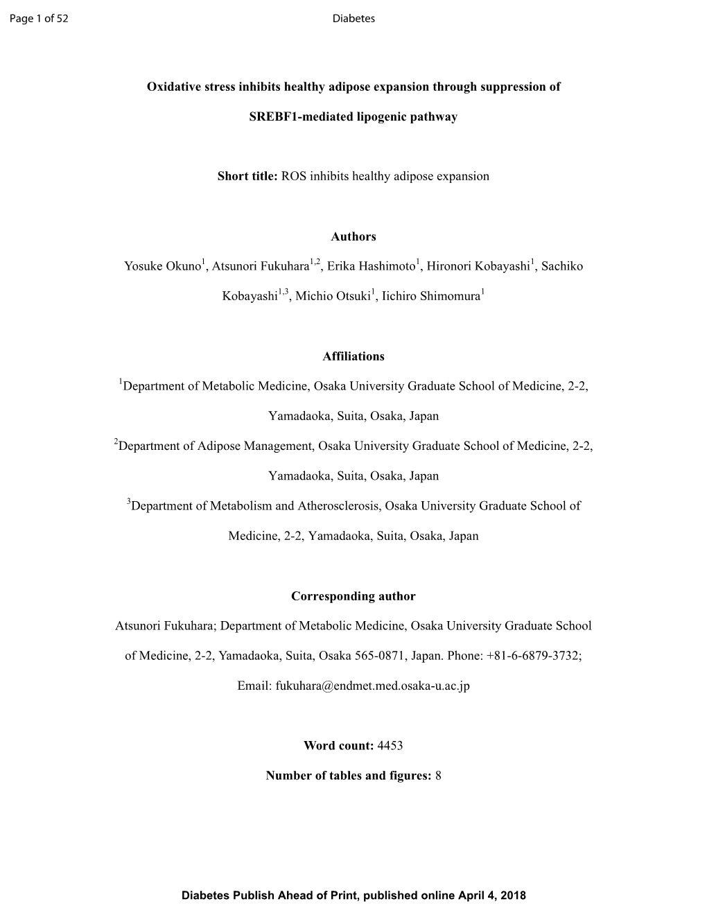 Oxidative Stress Inhibits Healthy Adipose Expansion Through Suppression Of