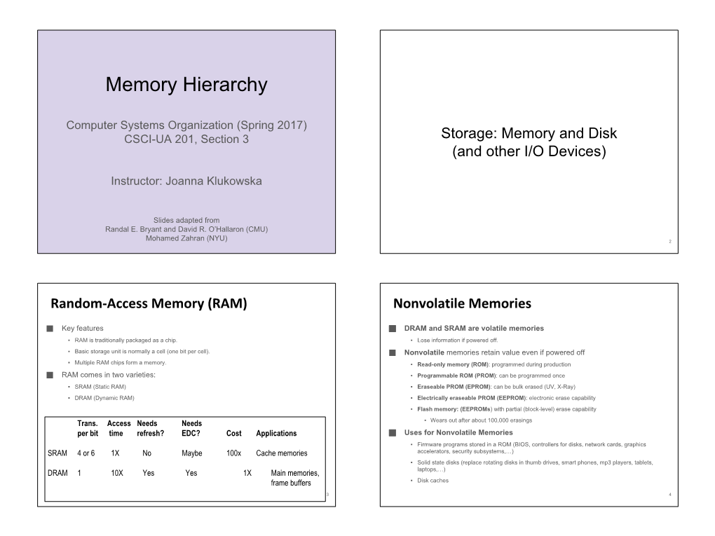 Memory Hierarchy