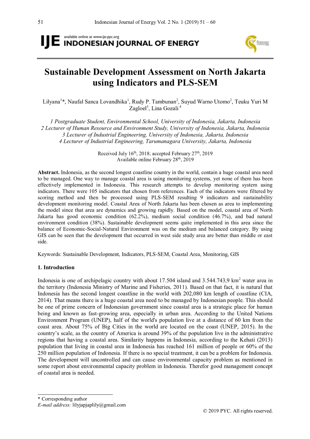 Sustainable Development Assessment on North Jakarta Using Indicators and PLS-SEM