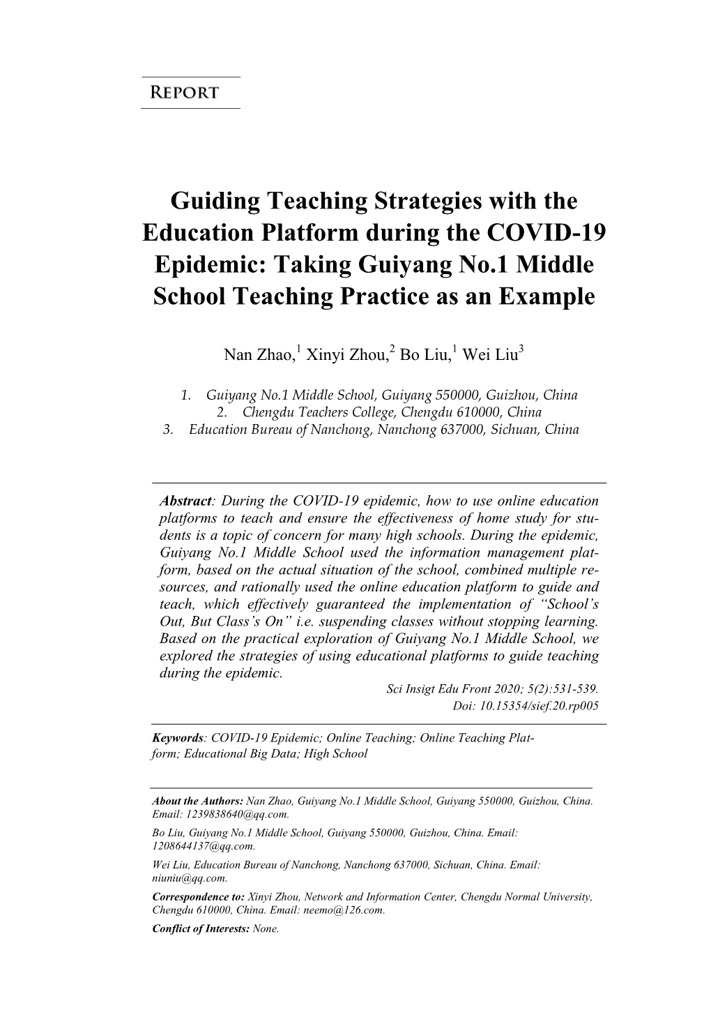 Taking Guiyang No.1 Middle School Teaching Practice As an Example