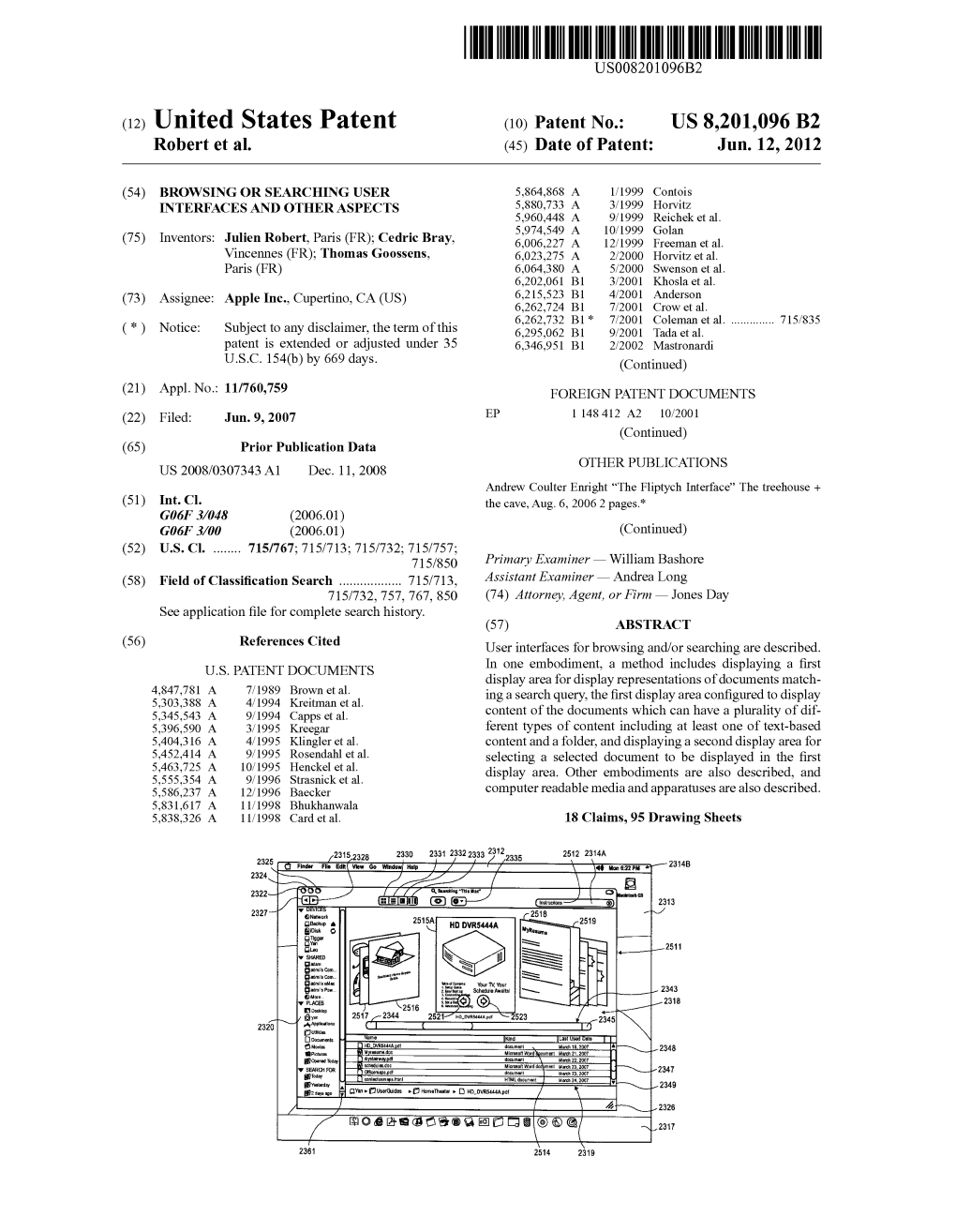 (12) United States Patent (10) Patent No.: US 8,201,096 B2 Robert Et Al