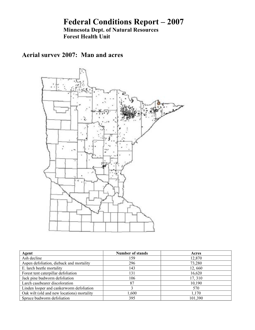 Minnesota Federal Conditions Report – 2007