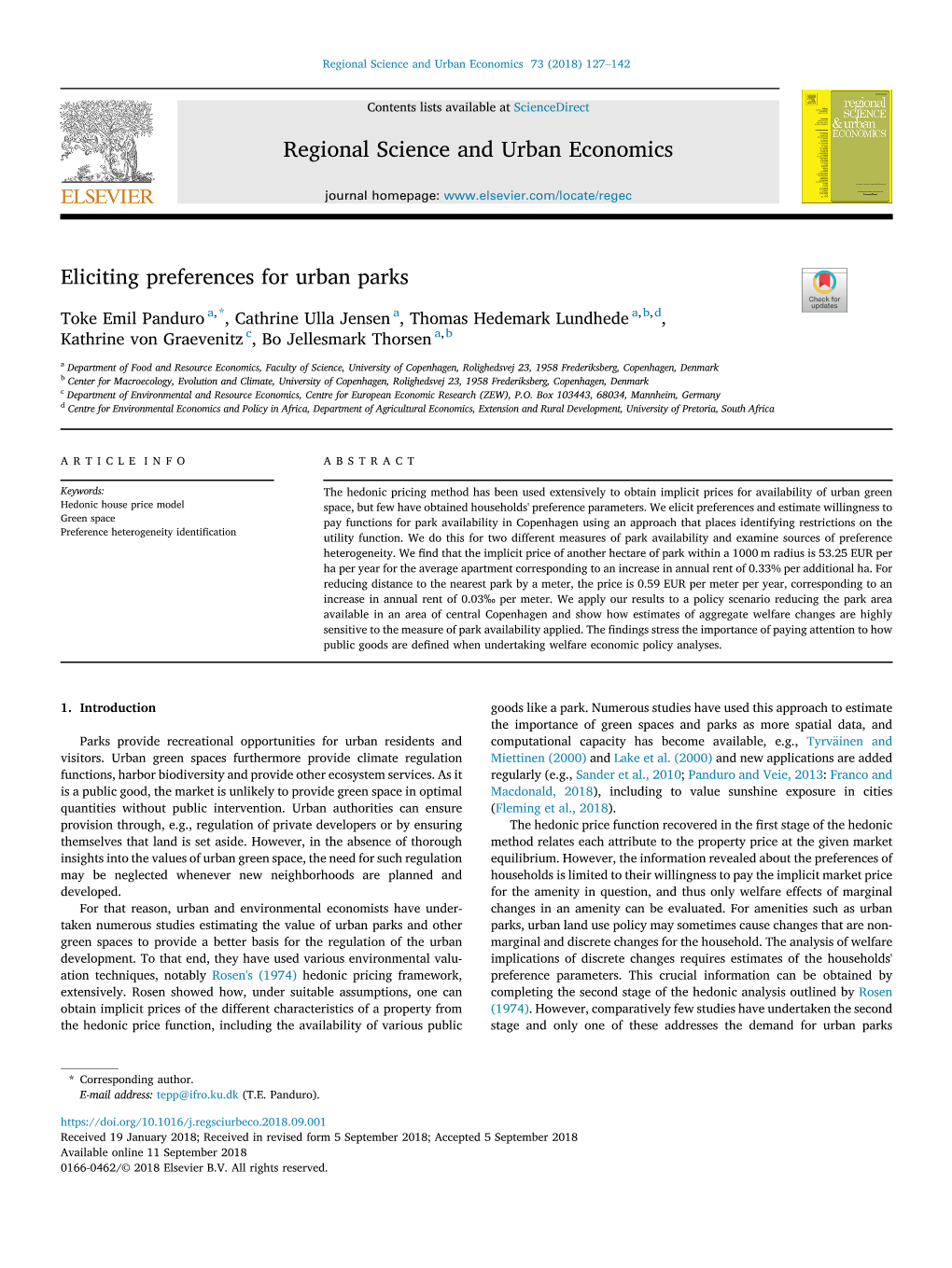 Eliciting Preferences for Urban Parks