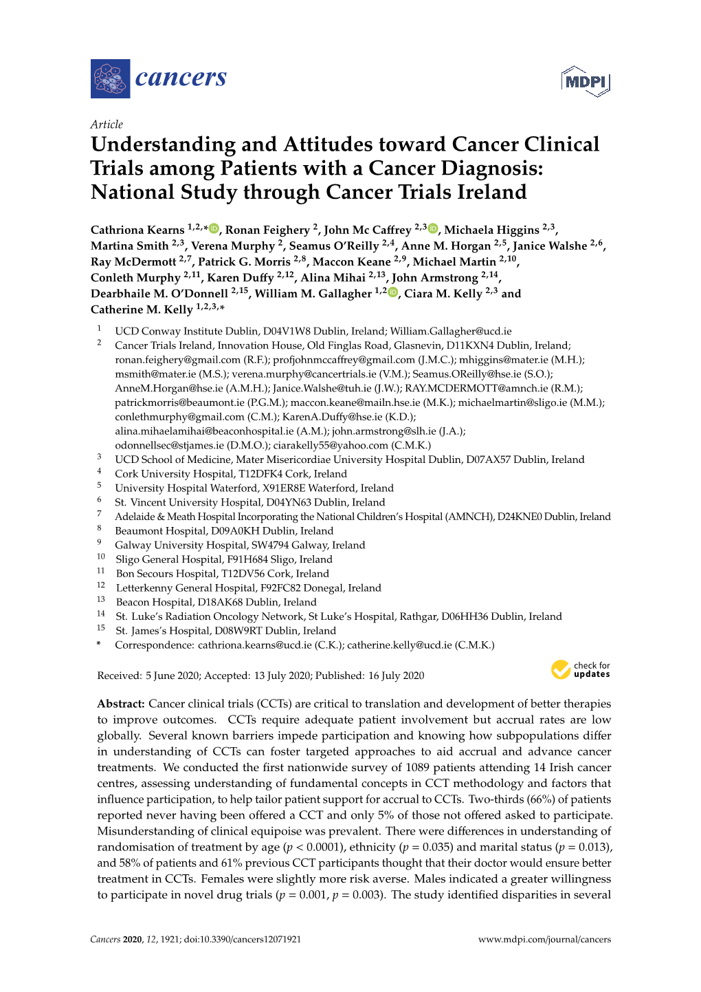 Understanding and Attitudes Toward Cancer Clinical Trials Among Patients with a Cancer Diagnosis: National Study Through Cancer Trials Ireland