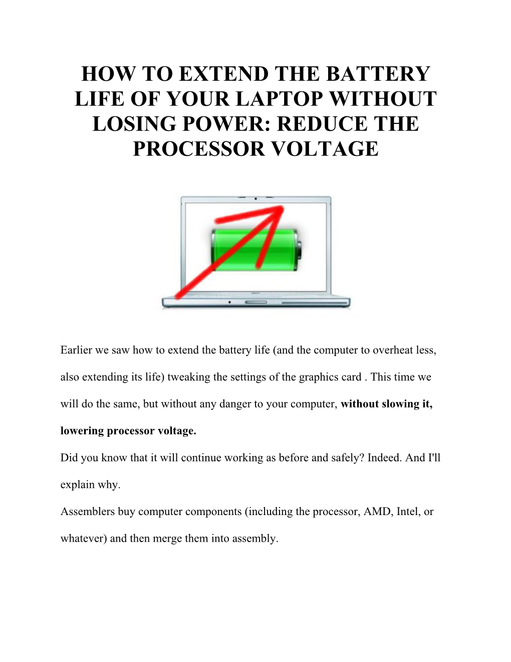 How to Extend the Battery Life of Your Laptop Without Losing Power: Reduce the Processor Voltage
