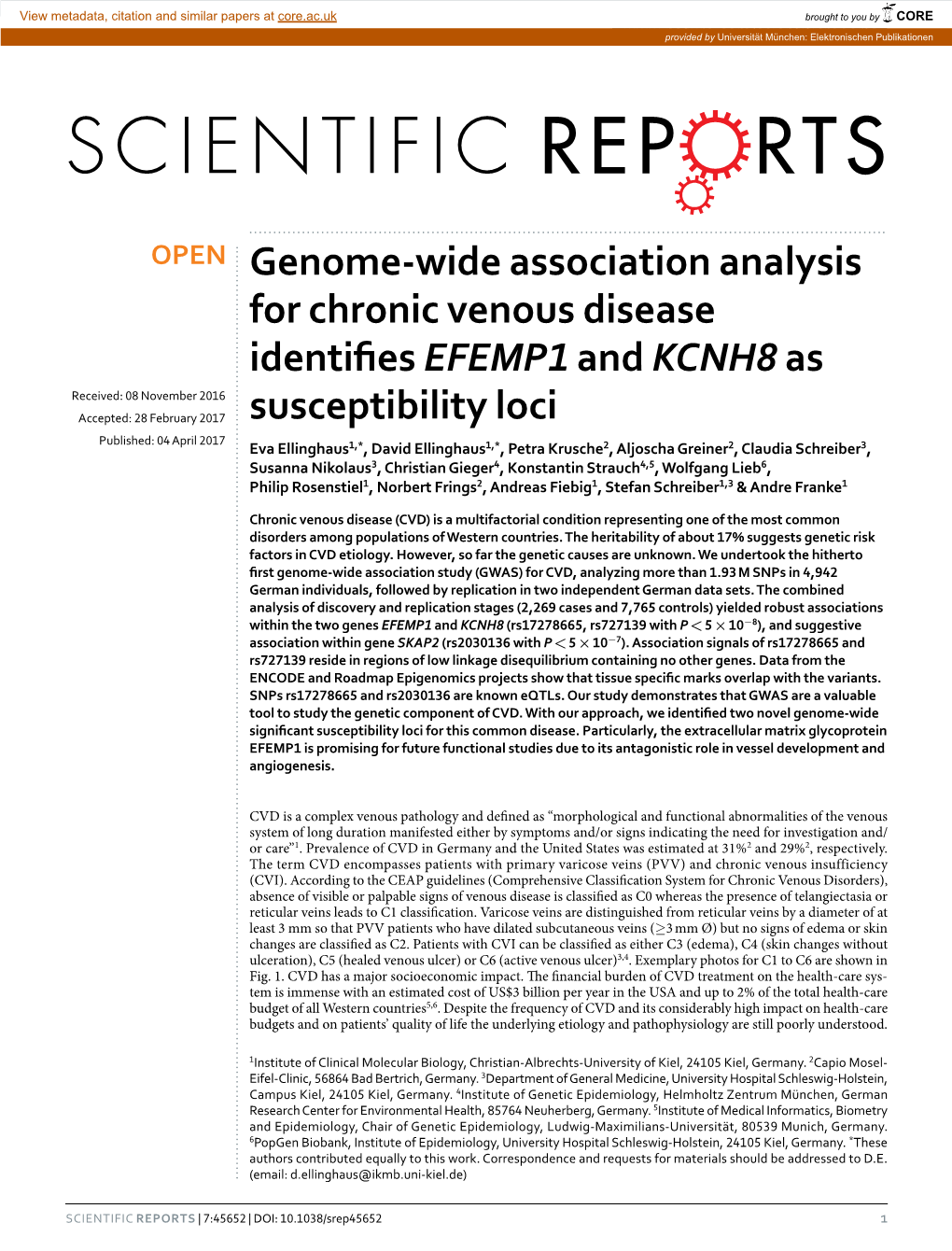 Genome-Wide Association Analysis for Chronic Venous Disease Identifies