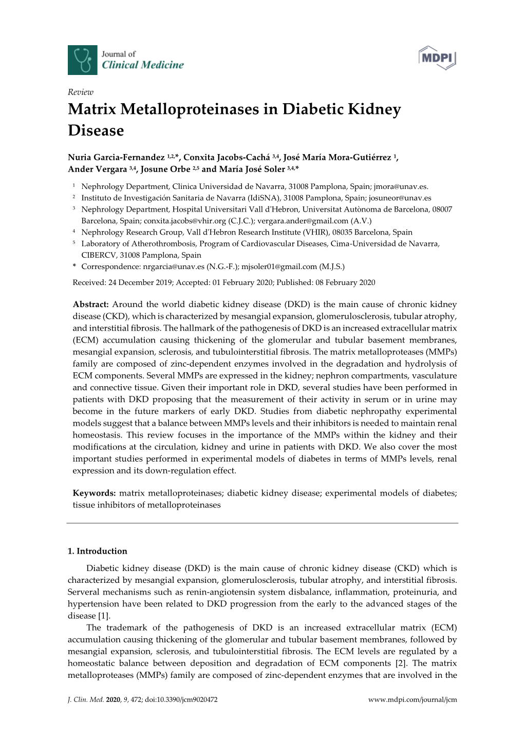 Matrix Metalloproteinases in Diabetic Kidney Disease