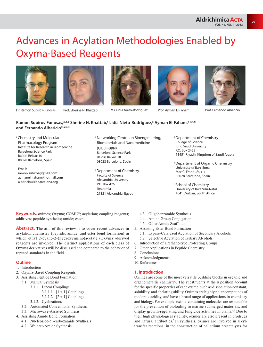 Advances in Acylation Methodologies Enabled by Oxyma-Based Reagents