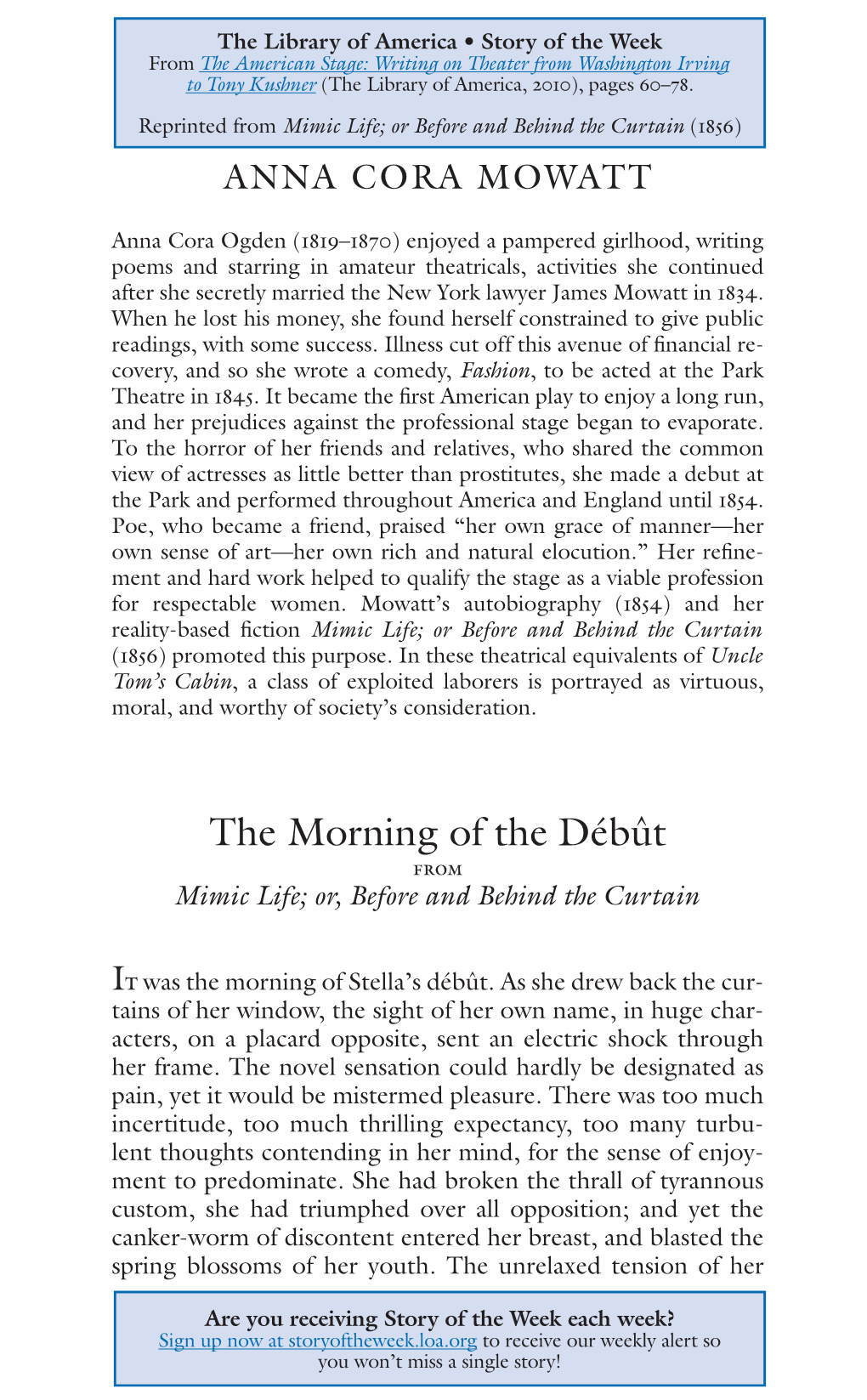 The Morning of the Débût from Mimic Life; Or, Before and Behind the Curtain