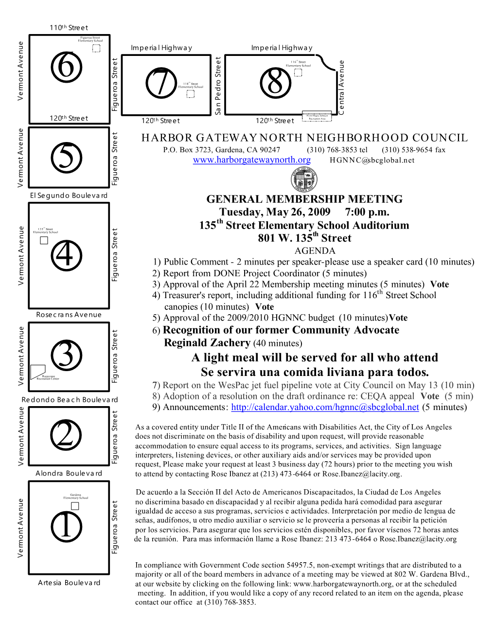 HGNNC Membership Agenda May 26, 2009