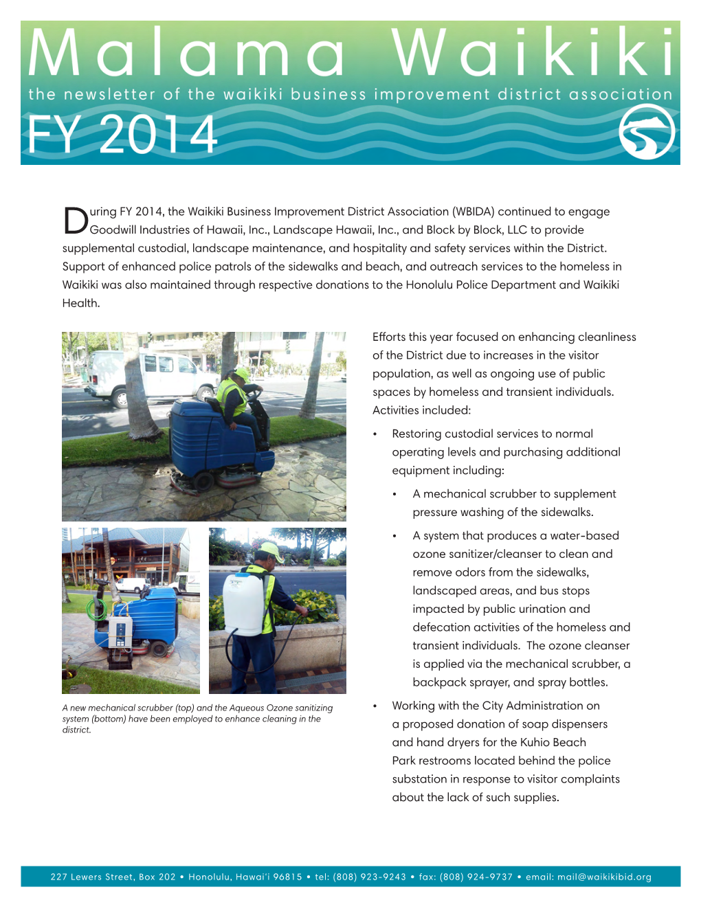 2014 Malama Waikiki Newsletter/FY 2014 Annual Report (PDF)