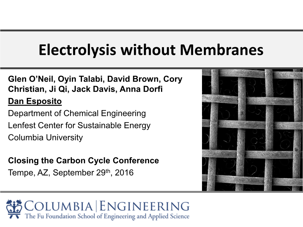 Electrolysis Without Membranes