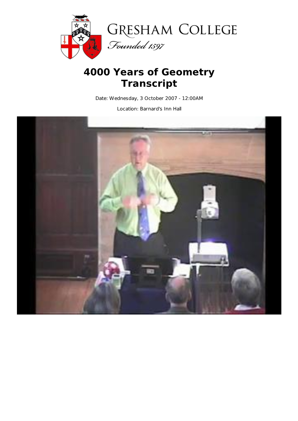 4000 Years of Geometry Transcript