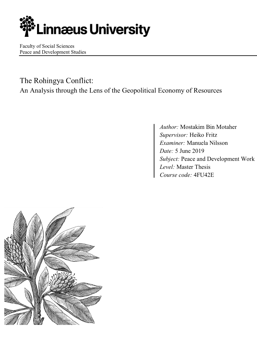The Rohingya Conflict: an Analysis Through the Lens of the Geopolitical Economy of Resources