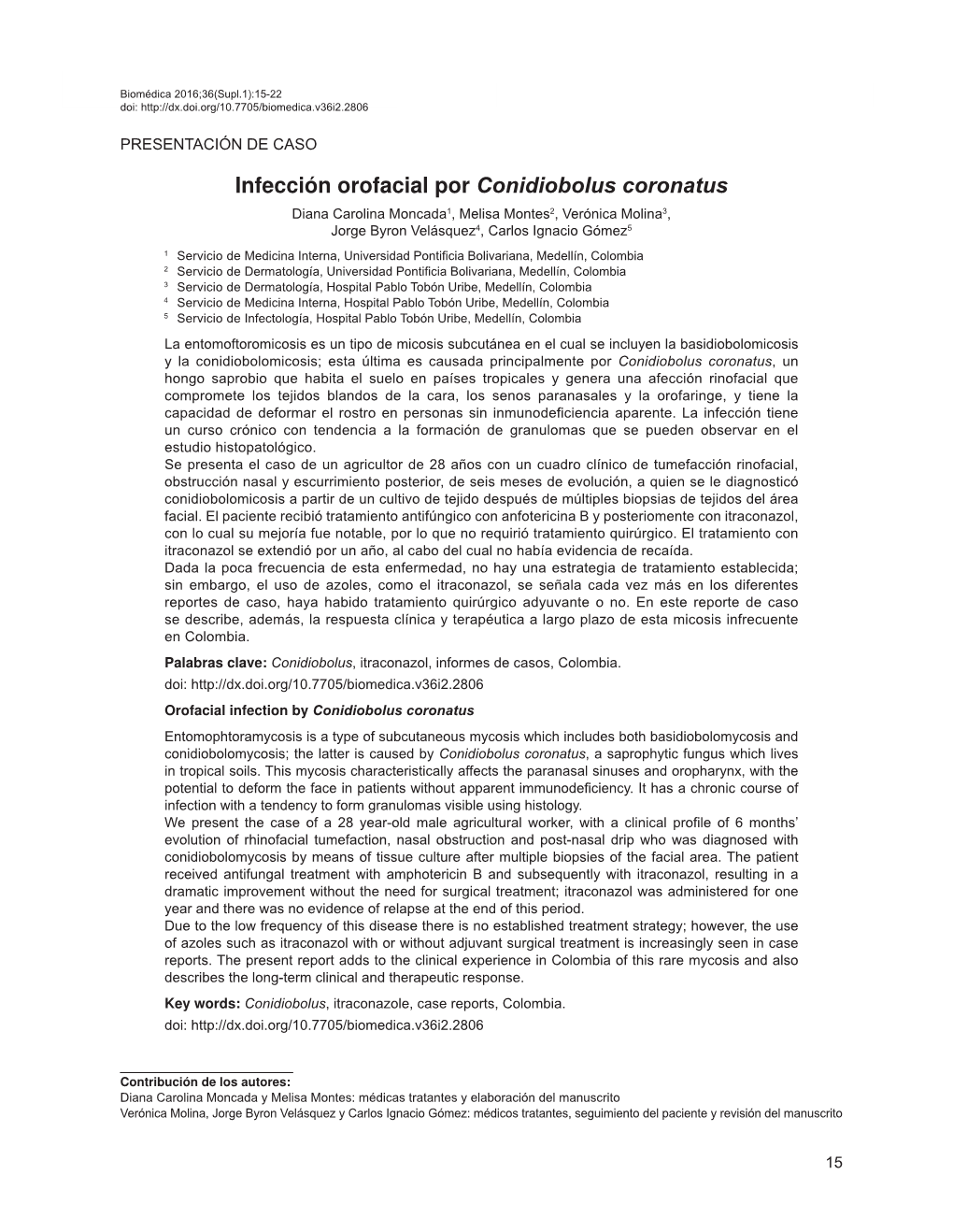 Infección Orofacial Por Conidiobolus Coronatus