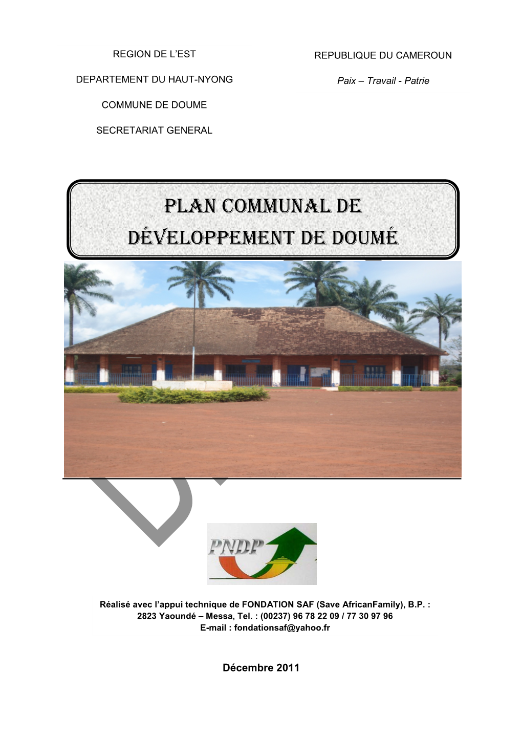 Plan Communal De Développement De Doumé