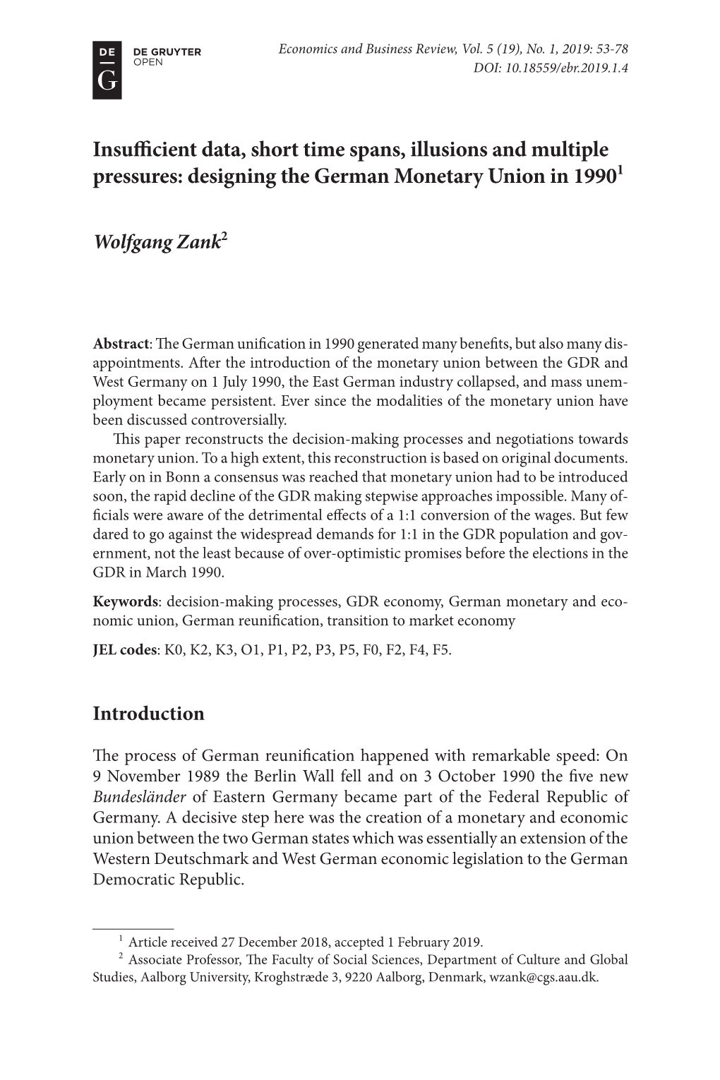 Designing the German Monetary Union in 19901