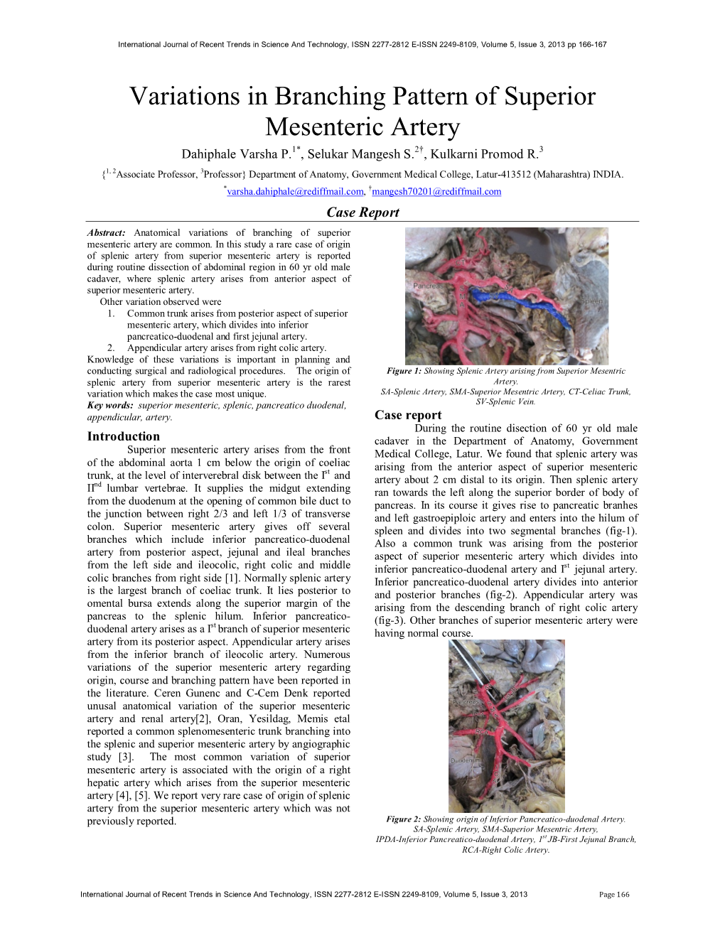 Variations in Branching Pattern of Superior Mesenteric Artery