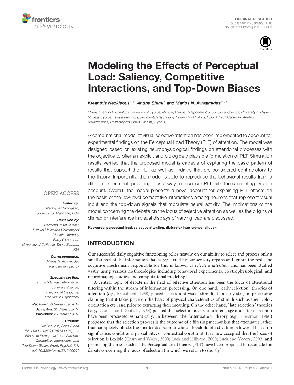 Modeling the Effects of Perceptual Load: Saliency, Competitive Interactions, and Top-Down Biases