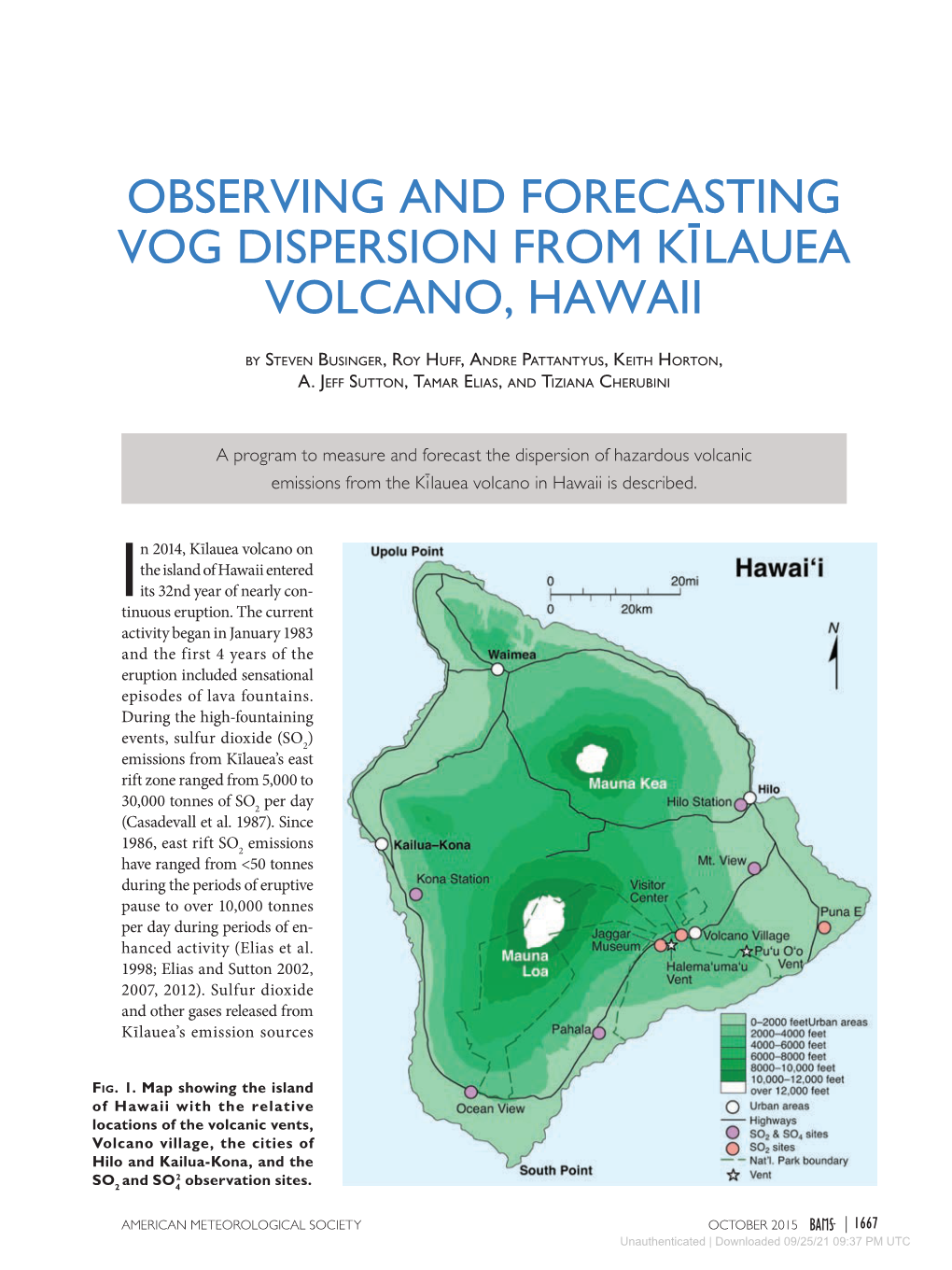 Observing and Forecasting Vog Dispersion from Ki