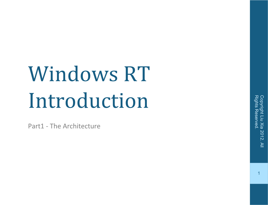 Windows RT Introduction