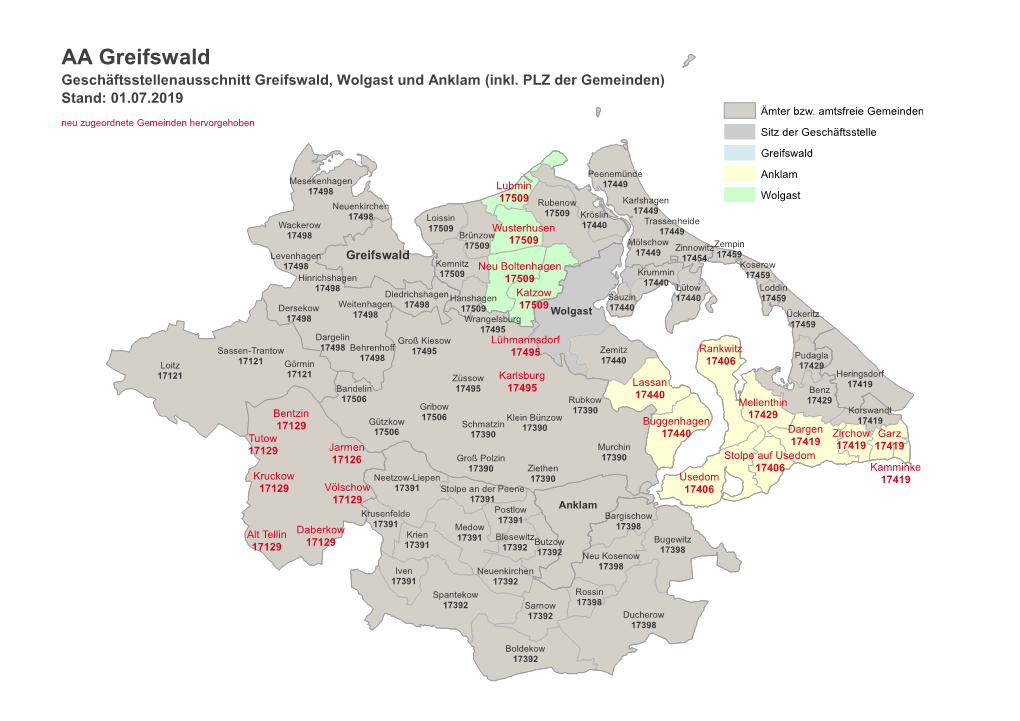 AA Greifswald Geschäftsstellenausschnitt Greifswald, Wolgast Und Anklam (Inkl