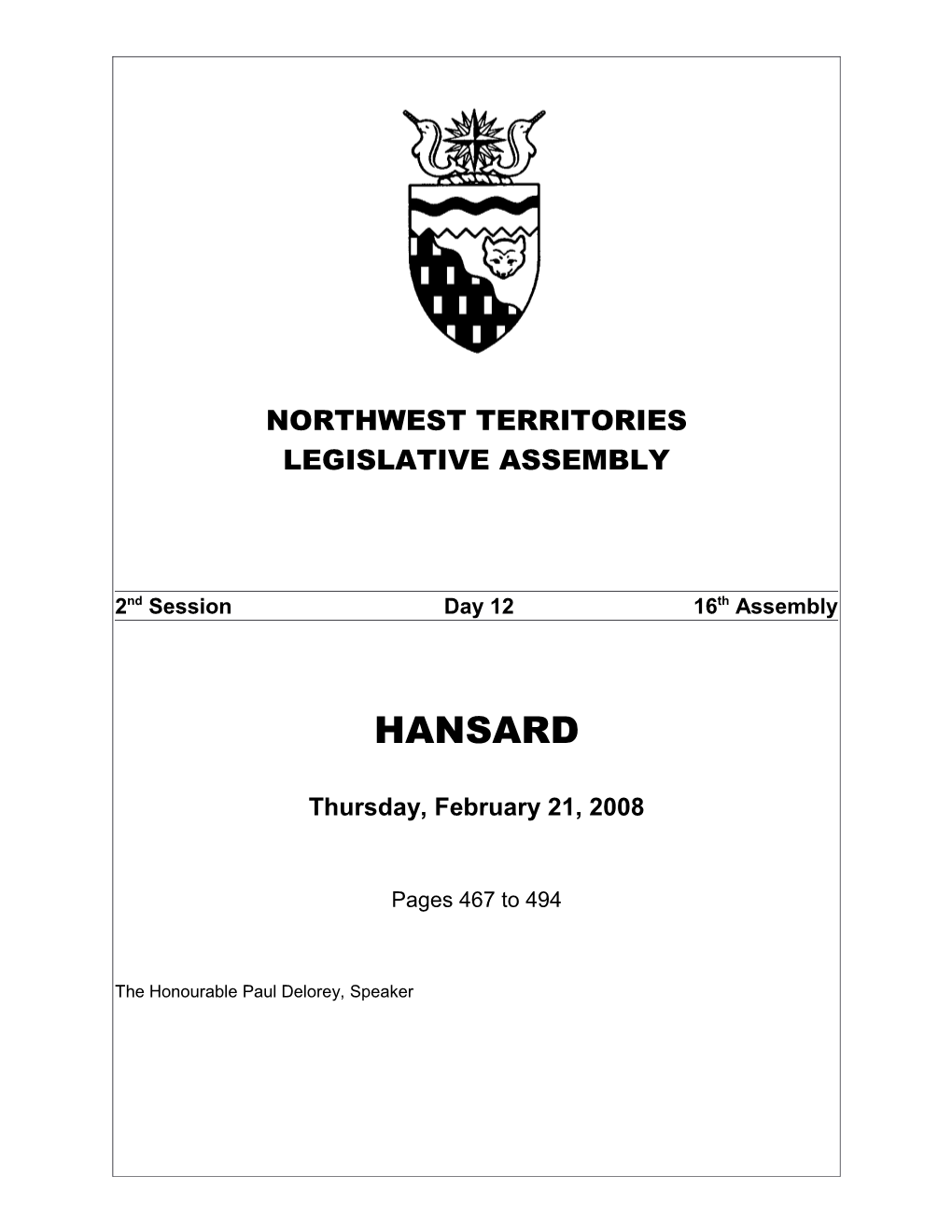 NWT HANSARD Blues s2