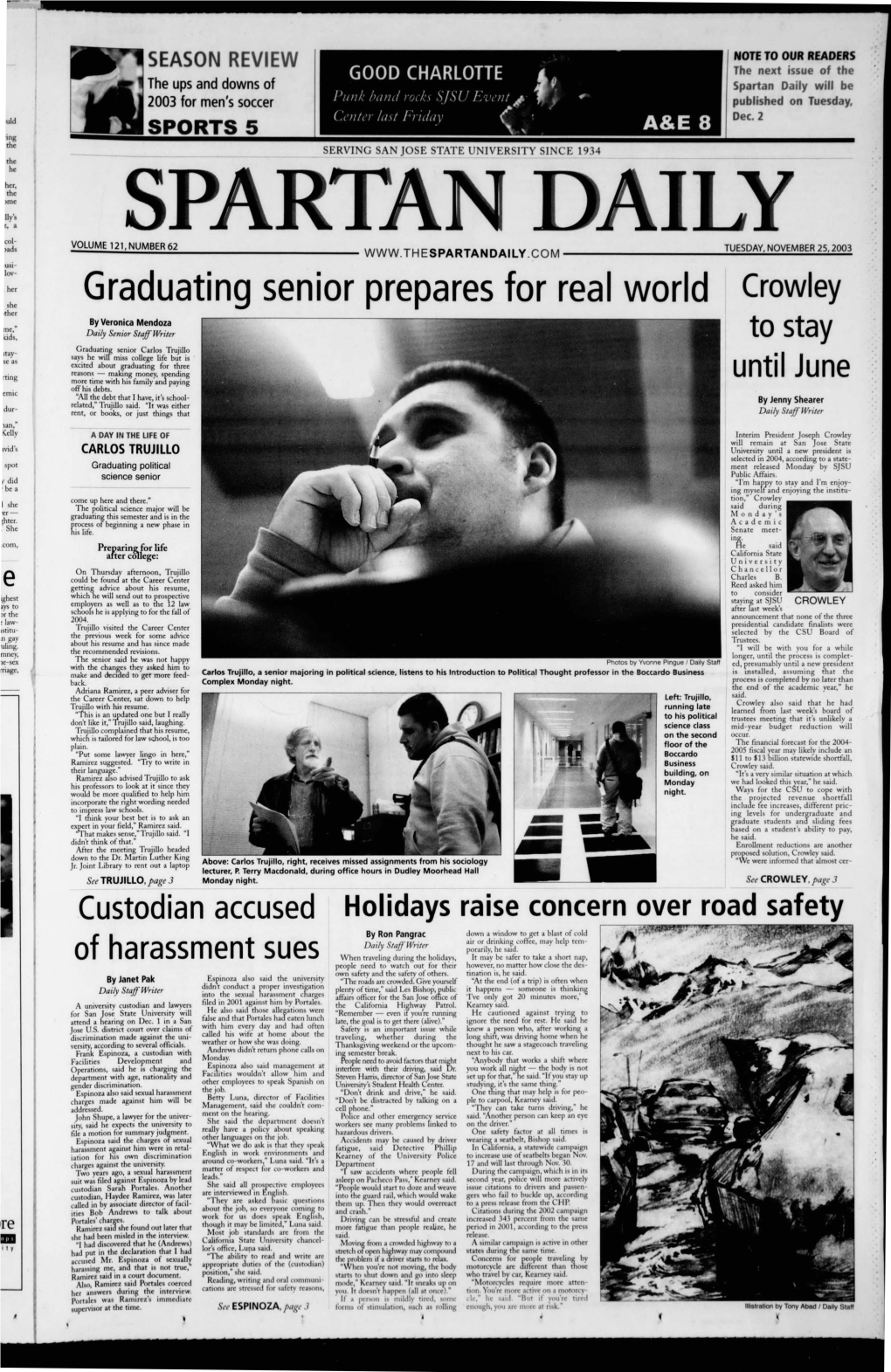 Spartan Daily, November 25, 2003