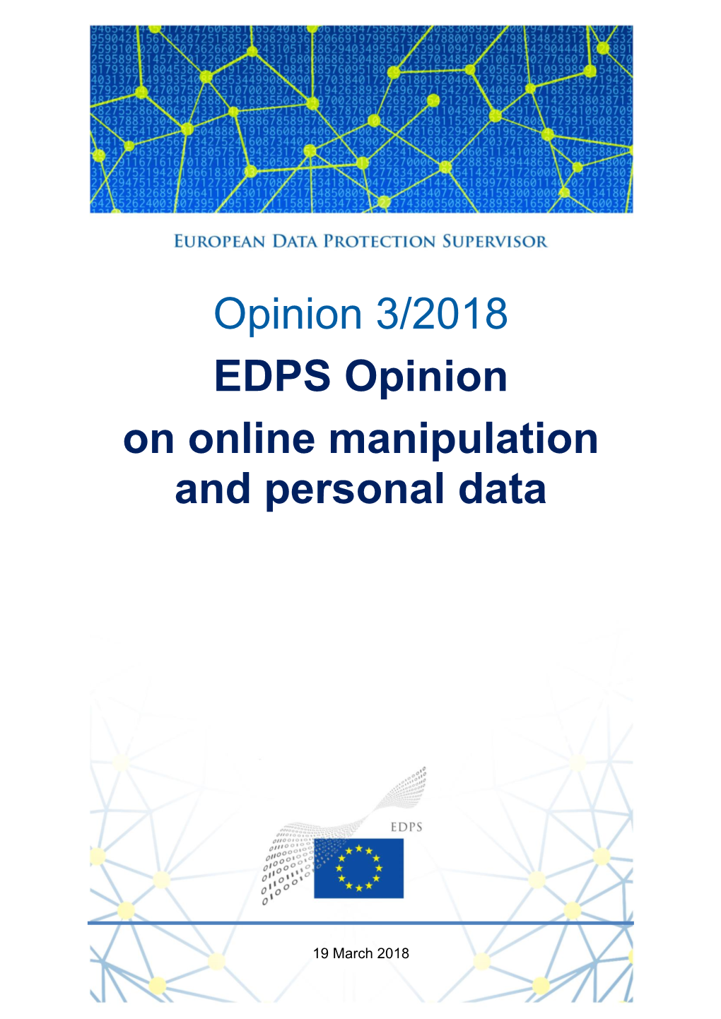 EDPS Opinion on Online Manipulation and Personal Data