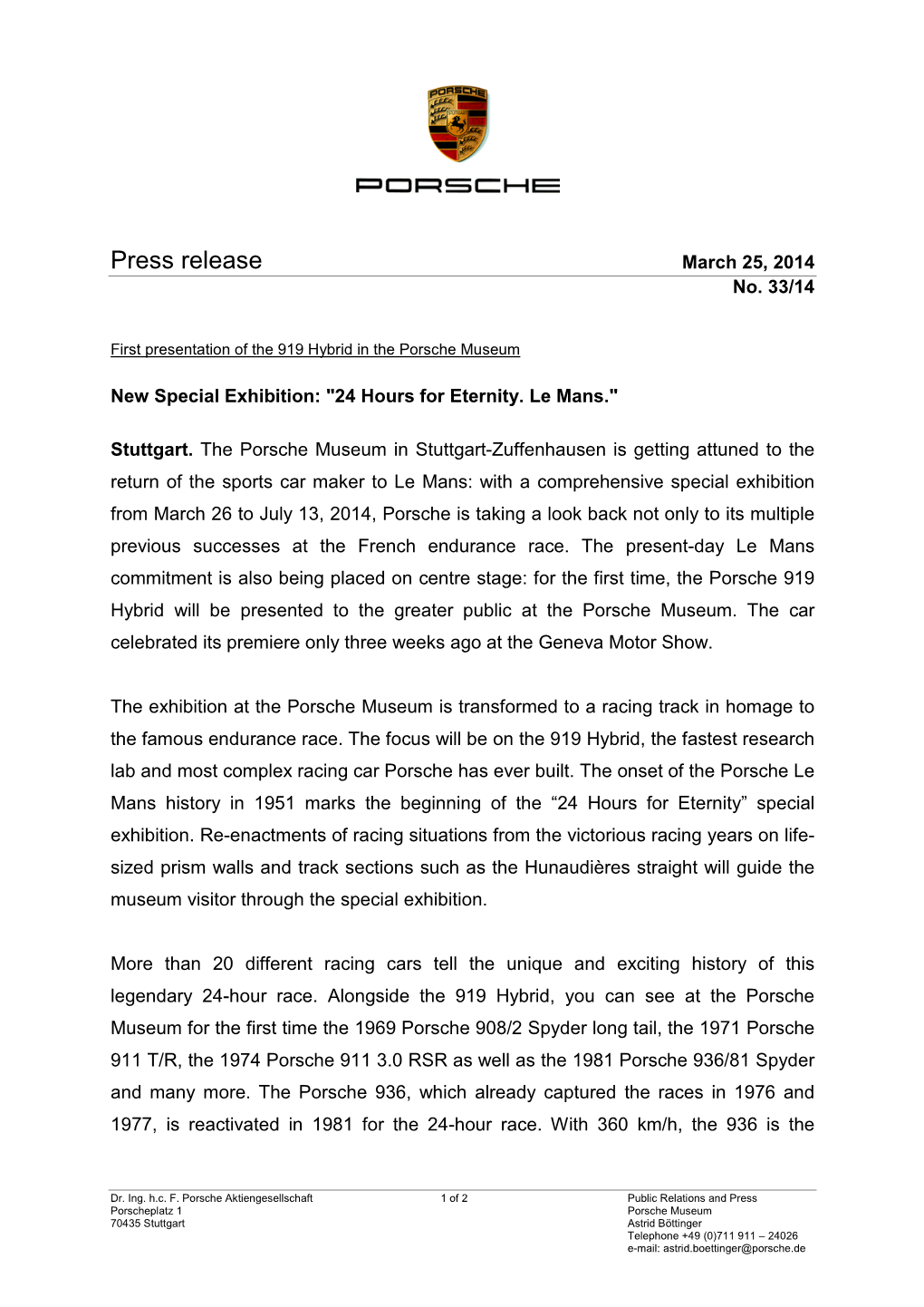 Press Release March 25, 2014 No