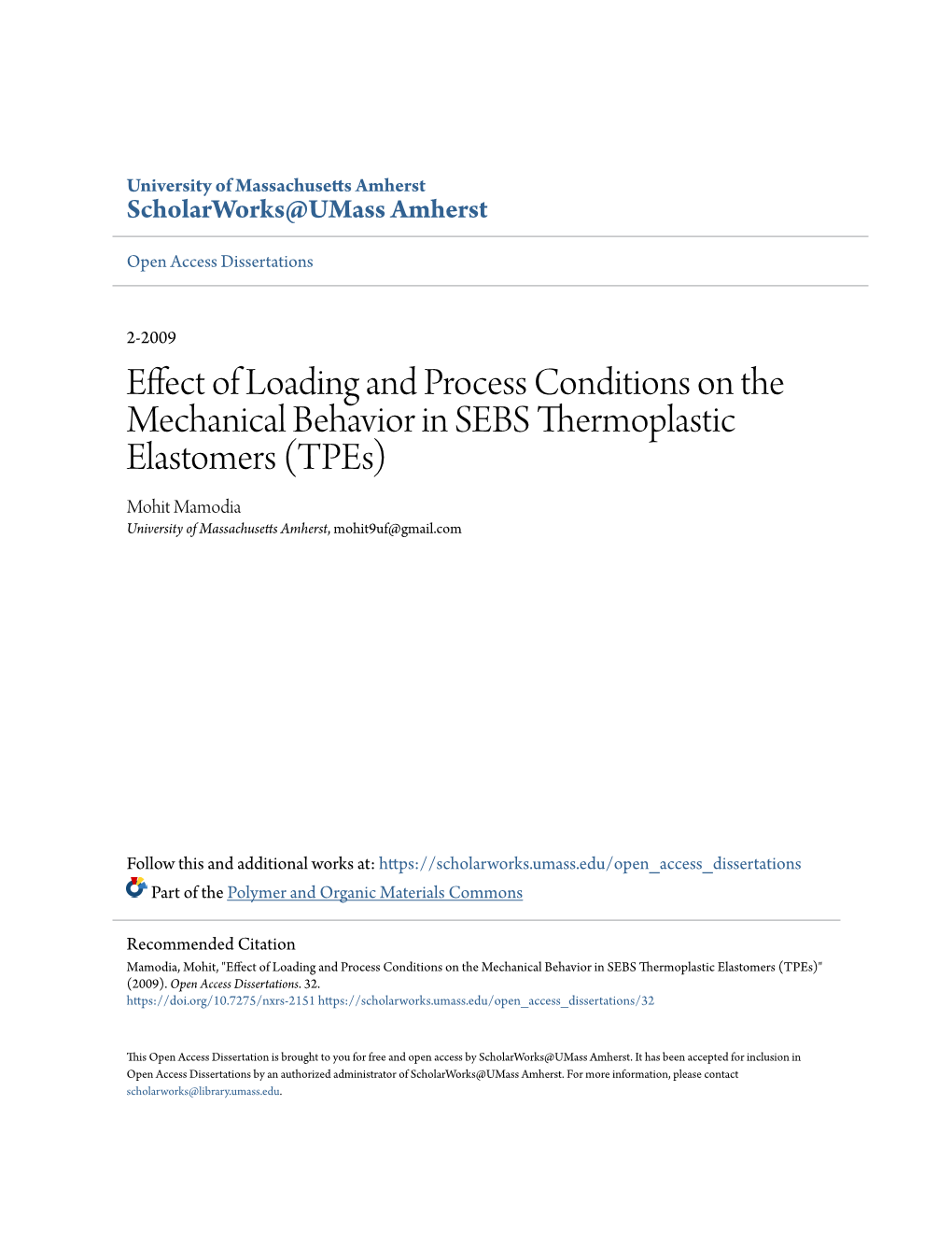 Effect of Loading and Process Conditions on the Mechanical