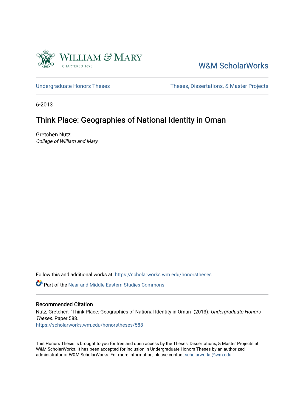Think Place: Geographies of National Identity in Oman
