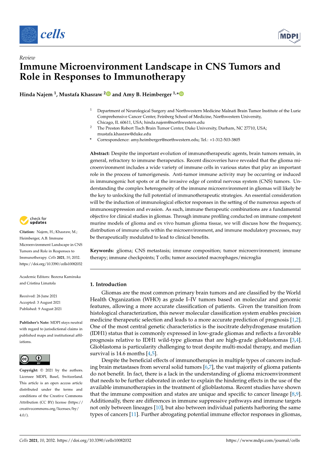 Immune Microenvironment Landscape in CNS Tumors and Role in Responses to Immunotherapy