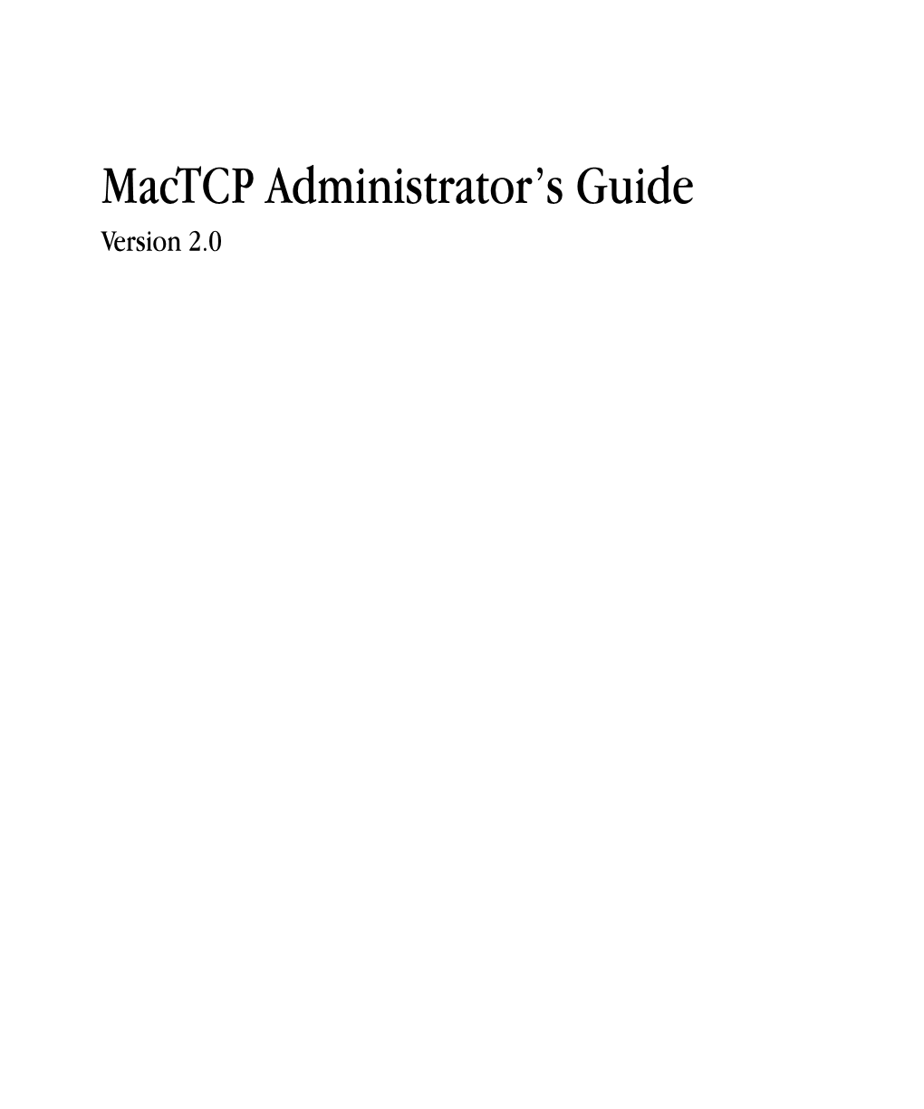Mactcp Administrator's Guide
