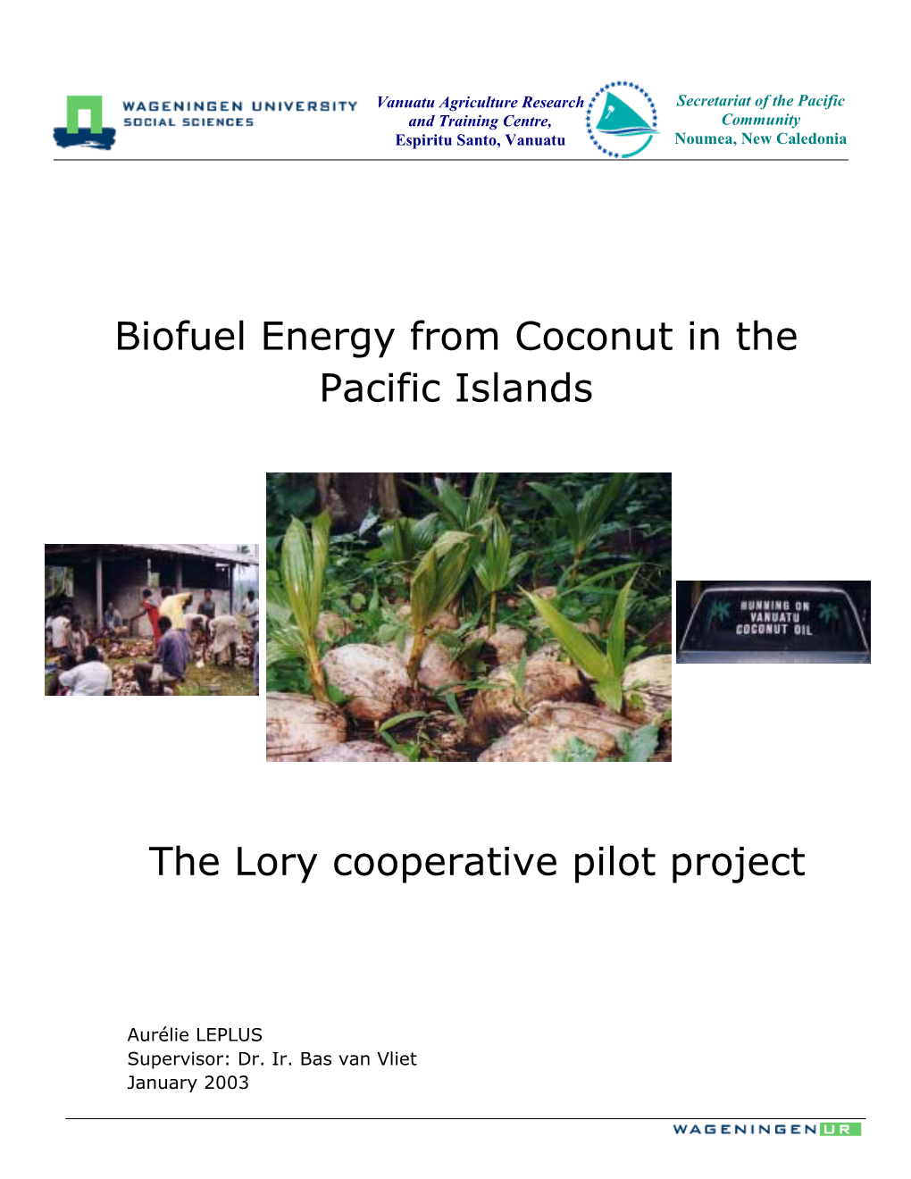 Copra Oil Biofuel in the Pacific