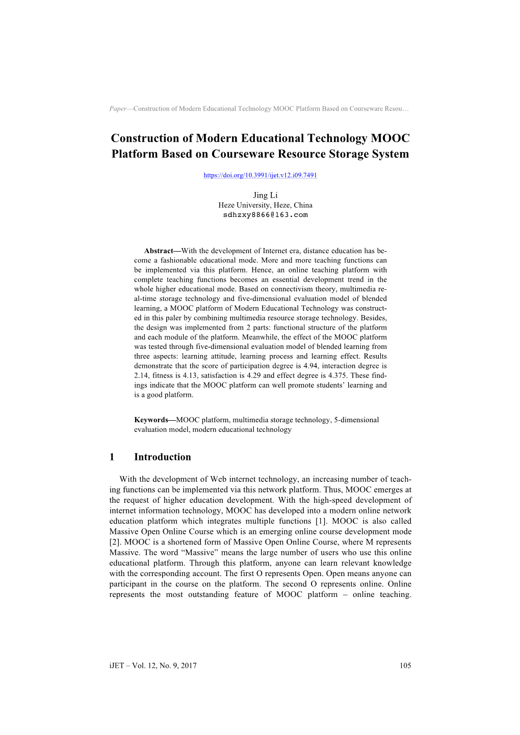 Construction of Modern Educational Technology MOOC Platform Based on Courseware Resou…