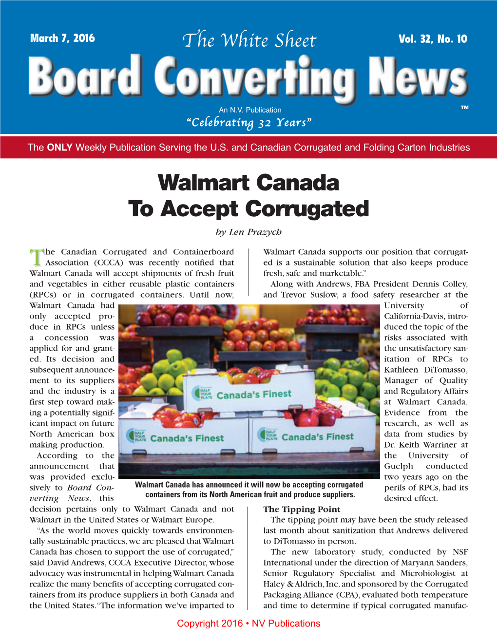 Walmart Canada to Accept Corrugated by Len Prazych