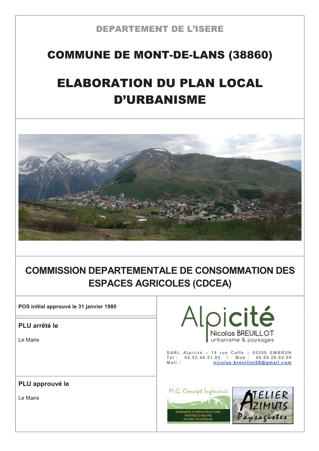 Elaboration Du Plan Local D'urbanisme