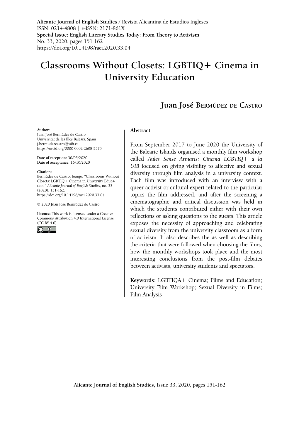 Classrooms Without Closets: LGBTIQ+ Cinema in University Education