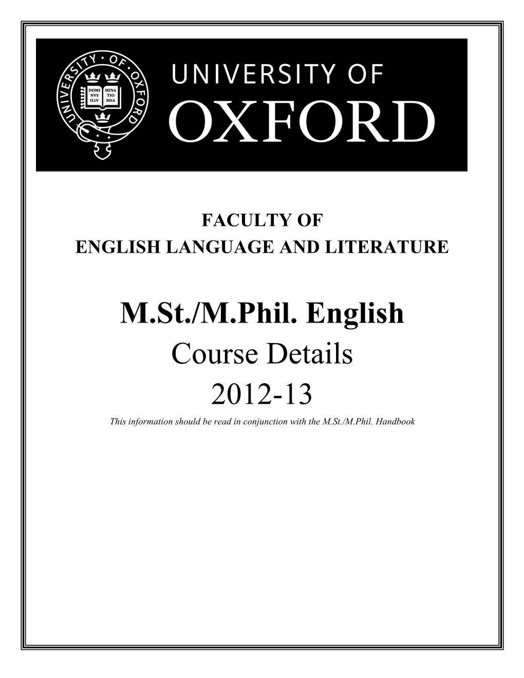 Master of Studies in English