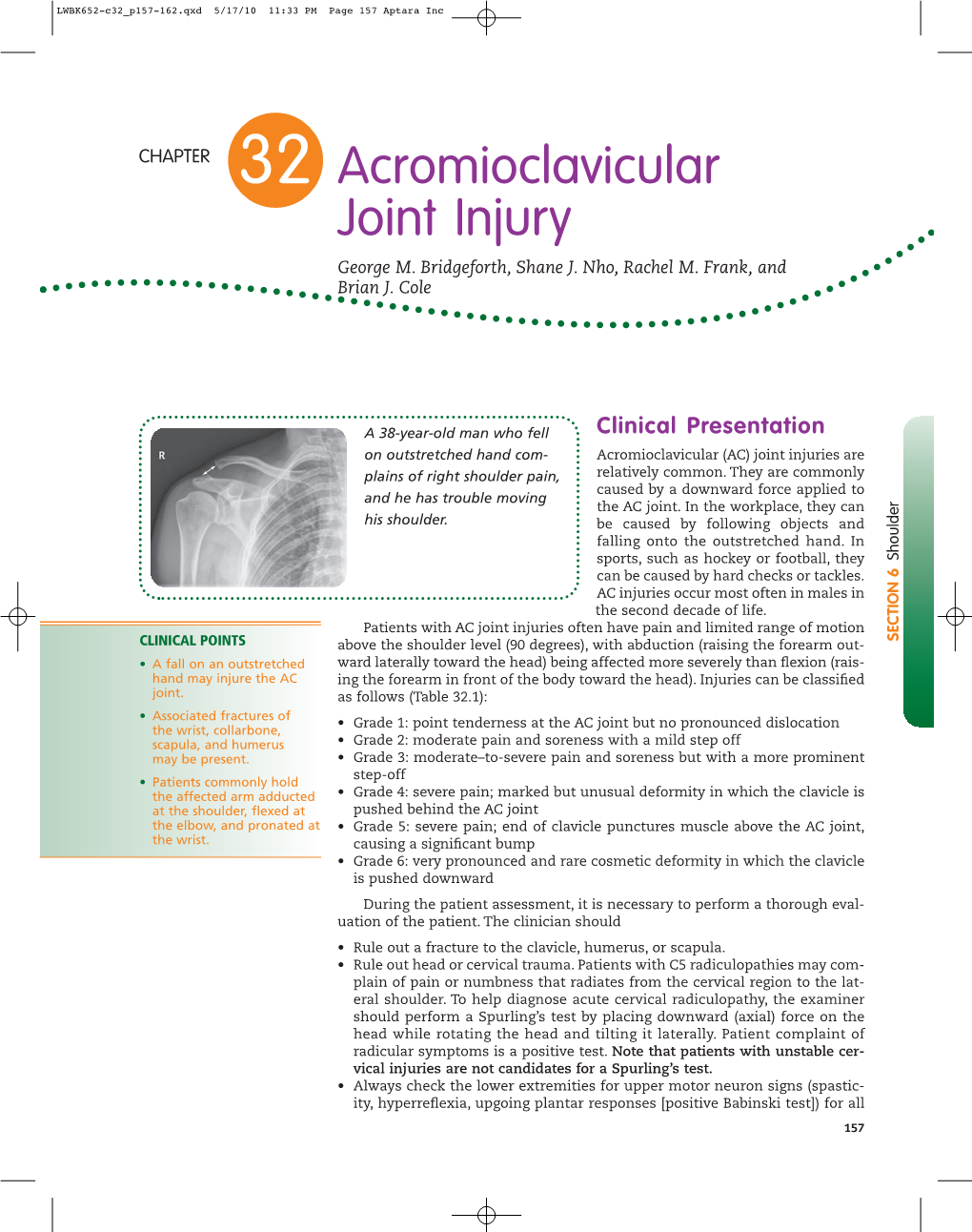 32 Acromioclavicular Joint Injury George M