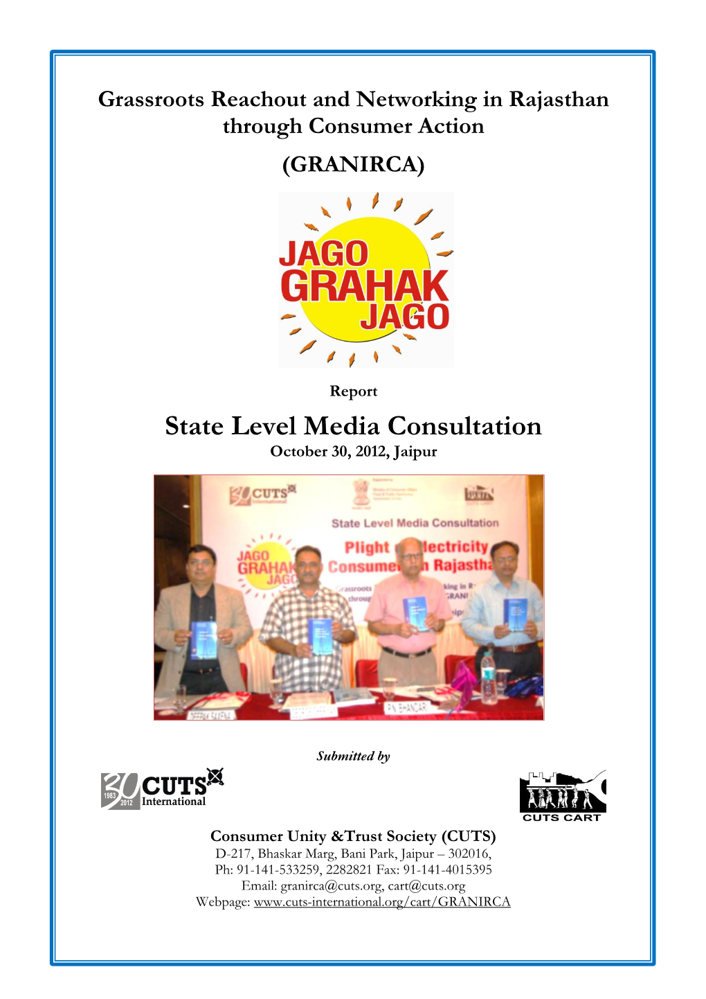 State Level Media Consultation October 30, 2012, Jaipur