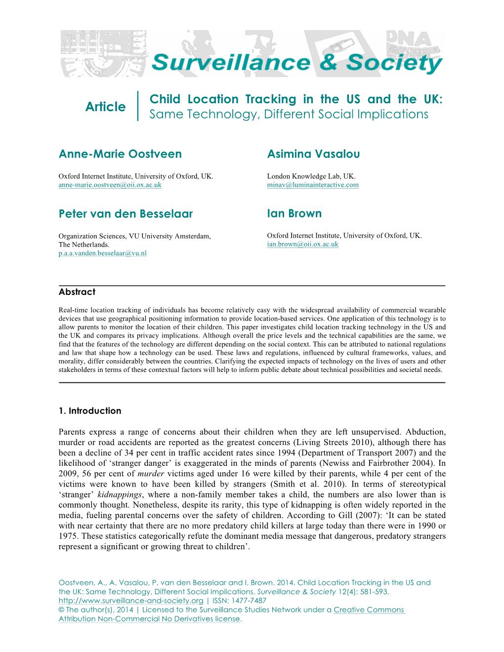 Child Location Tracking in the US and the UK: Article Same Technology, Different Social Implications