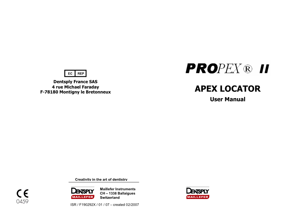 APEX LOCATOR User Manual