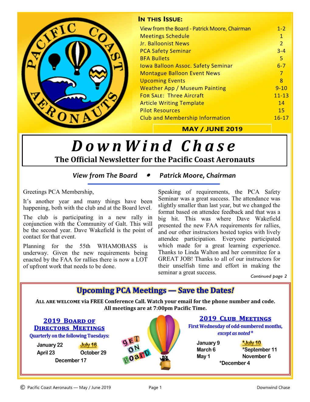 Downwind Chase the Official Newsletter for the Pacific Coast Aeronauts